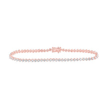 Load image into Gallery viewer, 14kt Rose Gold Radiant Diamond Tennis Bracelet - 2-3/4 Carat Total Weight - Top View
