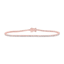 Load image into Gallery viewer, Glamorous 14kt Rose Gold Round Diamond Tennis Bracelet - 2-7/8 Cttw - Top View