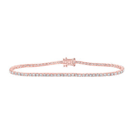 Glamorous 14kt Rose Gold Round Diamond Tennis Bracelet - 2-7/8 Cttw - Top View