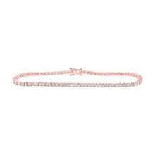 Load image into Gallery viewer, Radiant Rose Gold Diamond Tennis Bracelet - 3-3/8 Carat Total Weight - Top View