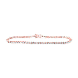 Radiant Rose Gold Diamond Tennis Bracelet - 3-3/8 Carat Total Weight - Top View