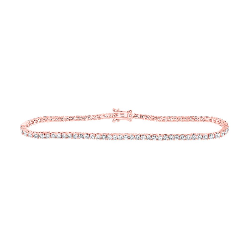 Bracelets | 14kt Rose Gold Womens Round Diamond Single Row Tennis Bracelet 3-3/8 Cttw | Splendid Jewellery GND