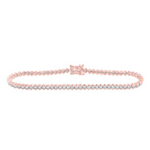 Load image into Gallery viewer, 14kt Rose Gold Radiant Diamond Tennis Bracelet - 3 Carat Total Weight - Top View