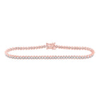 14kt Rose Gold Radiant Diamond Tennis Bracelet - 3 Carat Total Weight - Top View