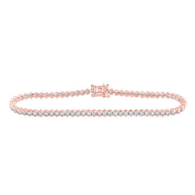 14kt Rose Gold Radiant Diamond Tennis Bracelet - 3 Carat Total Weight - Top View