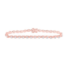 Load image into Gallery viewer, 14kt Rose Gold Delicate Diamond Tennis Bracelet - 2-5/8 Carat Total Weight - Top View