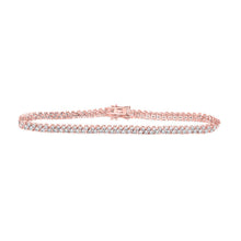 Load image into Gallery viewer, 14kt Rose Gold Diamond Elegance Tennis Bracelet - 2-7/8 Cttw - Top View