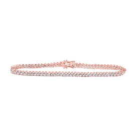 14kt Rose Gold Diamond Elegance Tennis Bracelet - 2-7/8 Cttw - Top View