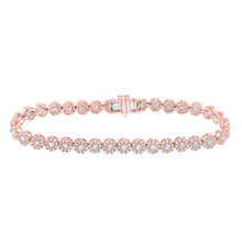 Load image into Gallery viewer, Radiant Rose Gold Diamond Tennis Bracelet - 3-1/3 Carat Total Weight - Top View