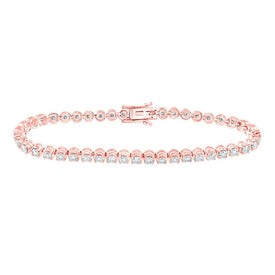 14kt Rose Gold Sparkling Diamond Tennis Bracelet - 4 Cttw - Top View