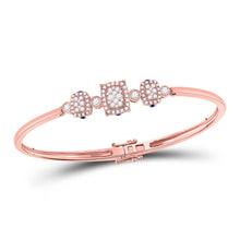 Load image into Gallery viewer, 14kt Rose Gold Triple Cluster Diamond Bangle Bracelet - Stunning Brilliance - Top View