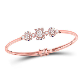 14kt Rose Gold Triple Cluster Diamond Bangle Bracelet - Stunning Brilliance - Top View