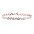 14kt Two-tone Gold Heart Diamond Bracelet - 7/8 Cttw - Splendid Jewellery - Top View