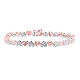 14kt Two-tone Gold Heart Diamond Bracelet - 7/8 Cttw - Splendid Jewellery - Top View