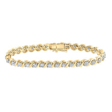 Load image into Gallery viewer, Radiant Brilliance: 14kt Two-tone Gold Diamond Tennis Bracelet - 4 Cttw - Top View