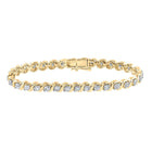 Radiant Brilliance: 14kt Two-tone Gold Diamond Tennis Bracelet - 4 Cttw - Top View