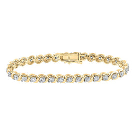 Radiant Brilliance: 14kt Two-tone Gold Diamond Tennis Bracelet - 4 Cttw - Top View