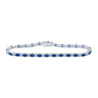 14kt White Gold Oval Blue Sapphire Diamond Fashion Bracelet - Elegant Splendor - Top View