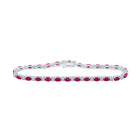 14kt White Gold Oval Ruby Diamond Fashion Bracelet - Radiant Elegance - Top View