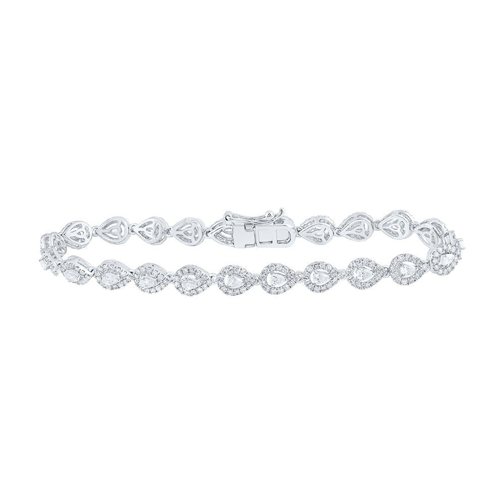Bracelets | 14kt White Gold Womens Pear Diamond Fashion Bracelet 3 Cttw | Splendid Jewellery GND