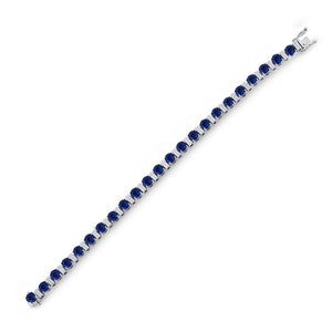 Bracelets | 14kt White Gold Womens Round Blue Sapphire Diamond Tennis Bracelet 15-1/4 Cttw | Splendid Jewellery GND