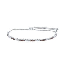 Load image into Gallery viewer, 14kt White Gold Women&#39;s Round Brown Diamond Bolo Bracelet - 1 Cttw - Top View