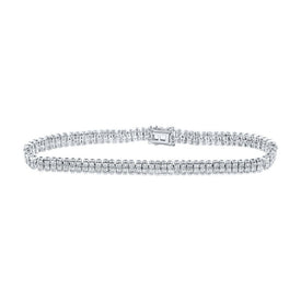 14kt White Gold Diamond Double Row Tennis Bracelet - Captivating Brilliance - Top View