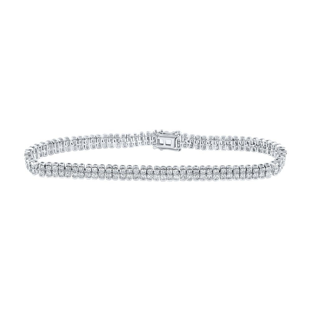 Bracelets | 14kt White Gold Womens Round Diamond 2-Row Tennis Bracelet 4-3/8 Cttw | Splendid Jewellery GND