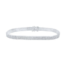 Load image into Gallery viewer, Elegant 14kt White Gold Triple-Row Diamond Tennis Bracelet - 4 Carat Total Weight - Top View