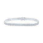Elegant 14kt White Gold Triple-Row Diamond Tennis Bracelet - 4 Carat Total Weight - Top View