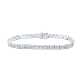 Elegant 14kt White Gold Triple-Row Diamond Tennis Bracelet - 4 Carat Total Weight - Top View
