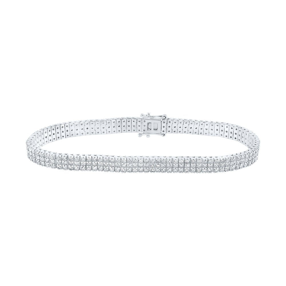 Bracelets | 14kt White Gold Womens Round Diamond 3-Row Tennis Bracelet 4 Cttw | Splendid Jewellery GND