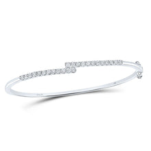 Load image into Gallery viewer, 14kt White Gold Sparkling Diamond Bypass Bangle Bracelet - 1 Carat Total Weight - Top View