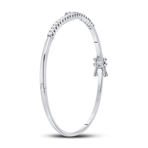 Bracelets | 14kt White Gold Womens Round Diamond Bypass Bangle Bracelet 1 Cttw | Splendid Jewellery GND