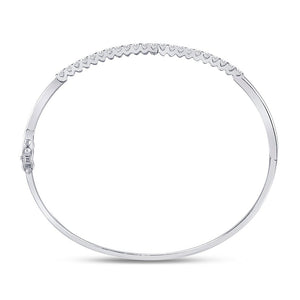 Bracelets | 14kt White Gold Womens Round Diamond Bypass Bangle Bracelet 1 Cttw | Splendid Jewellery GND