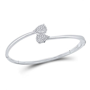 Bracelets | 14kt White Gold Womens Round Diamond Bypass Cluster Pear Bracelet 1/2 Cttw | Splendid Jewellery GND