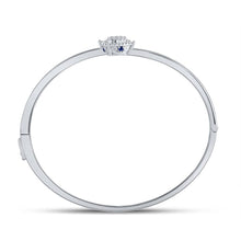 Load image into Gallery viewer, 14kt White Gold Diamond and Blue Sapphire Bypass Cluster Bracelet - Front View