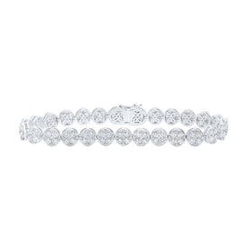 Dazzling 14kt White Gold Round Diamond Circle Link Bracelet - 9 Cttw - Top View