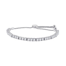 Load image into Gallery viewer, 14kt White Gold Sparkling Diamond Bolo Bracelet - Exquisite Elegance - Top View