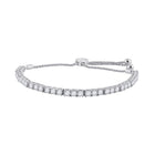 14kt White Gold Sparkling Diamond Bolo Bracelet - Exquisite Elegance - Top View