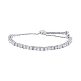 14kt White Gold Sparkling Diamond Bolo Bracelet - Exquisite Elegance - Top View