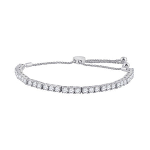 Bracelets | 14kt White Gold Womens Round Diamond Classic Bolo Bracelet 3 Cttw | Splendid Jewellery GND