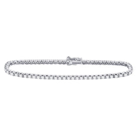 14kt White Gold Sparkling Diamond Tennis Bracelet - 3 Carat Total Weight - Top View