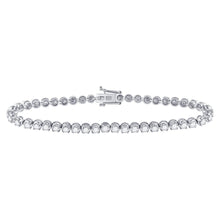 Load image into Gallery viewer, 14kt White Gold Sparkling Diamond Tennis Bracelet - 4 Carat Total Weight - Top View