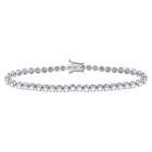 14kt White Gold Sparkling Diamond Tennis Bracelet - 4 Carat Total Weight - Top View