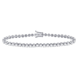 14kt White Gold Sparkling Diamond Tennis Bracelet - 4 Carat Total Weight - Top View
