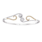 14kt White Gold Diamond Flower Cluster Bangle Bracelet - Dazzling Elegance - Top View
