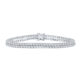 14kt White Gold Double Row Diamond Fashion Bracelet - 1-5/8 Cttw - Top View