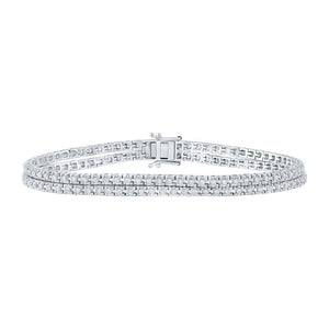 Bracelets | 14kt White Gold Womens Round Diamond Double Row Fashion Bracelet 1-5/8 Cttw | Splendid Jewellery GND