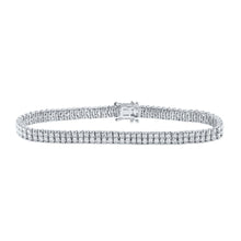 Load image into Gallery viewer, 14kt White Gold Double Row Diamond Tennis Bracelet - 4-1/5 Carat Total Weight - Top View